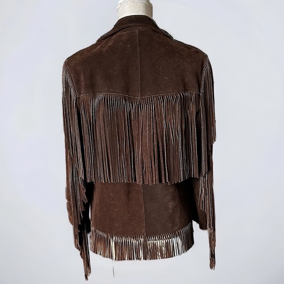 1970s Joo-Kay Chocolate Suede Fringe Leather Jacket - Picture 3 of 10